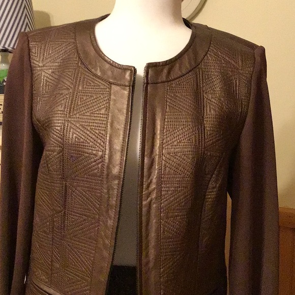 Lovely leather/fabric brown jacket - Picture 2 of 4